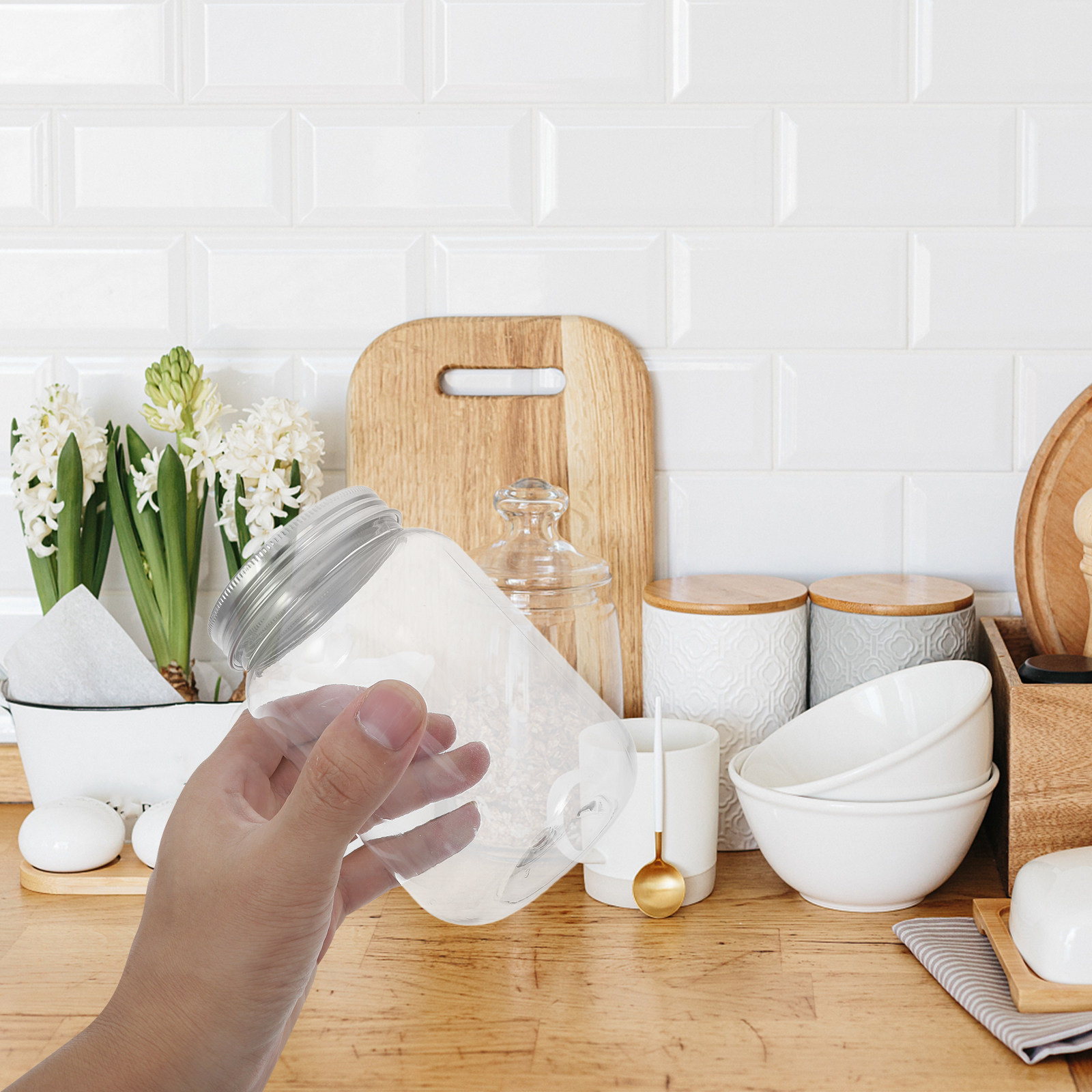 Food Storage Kitchen - Juego de 4 Frascos de Plástico