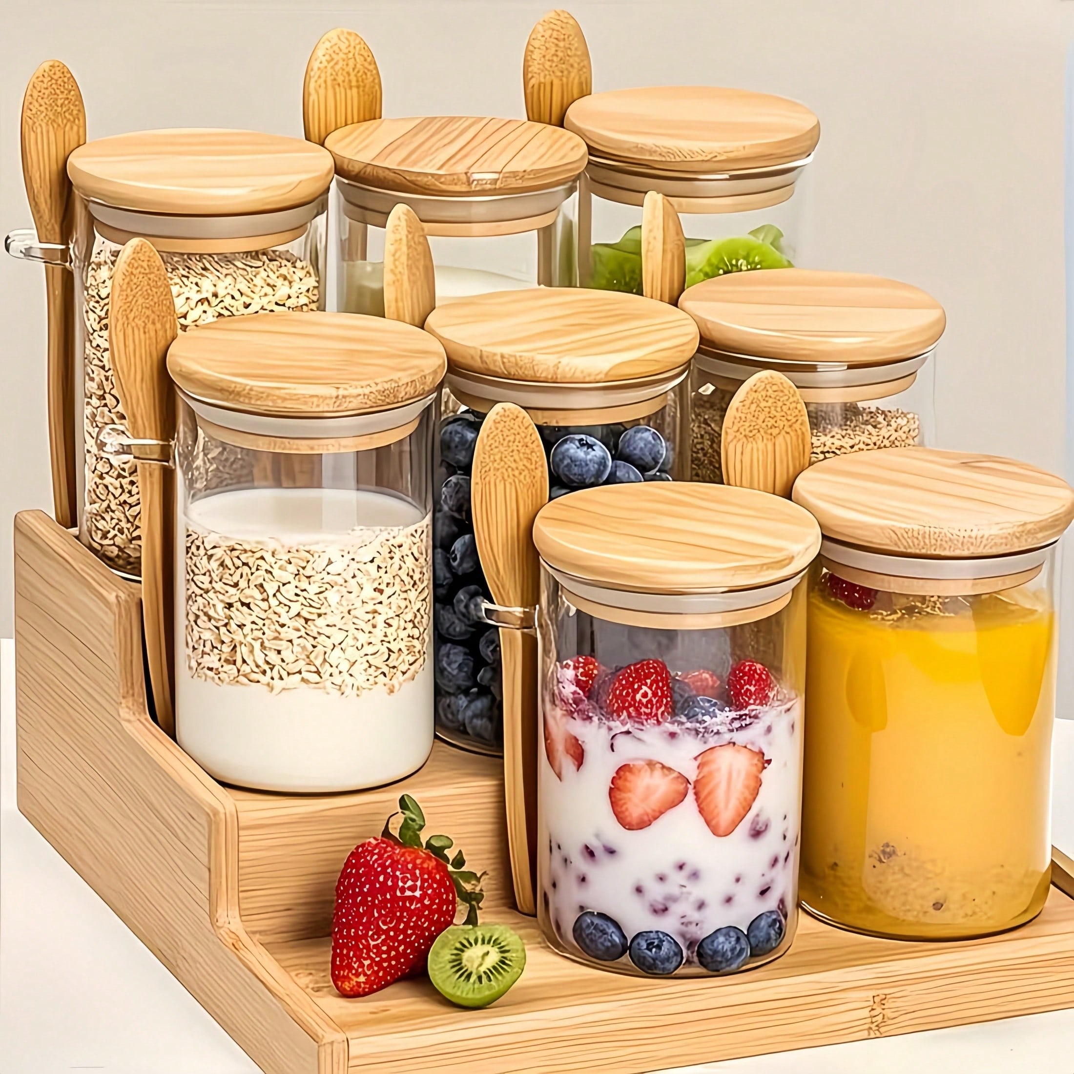 Food Storage Glass Set - Juego de almacenamiento de 4 piezas