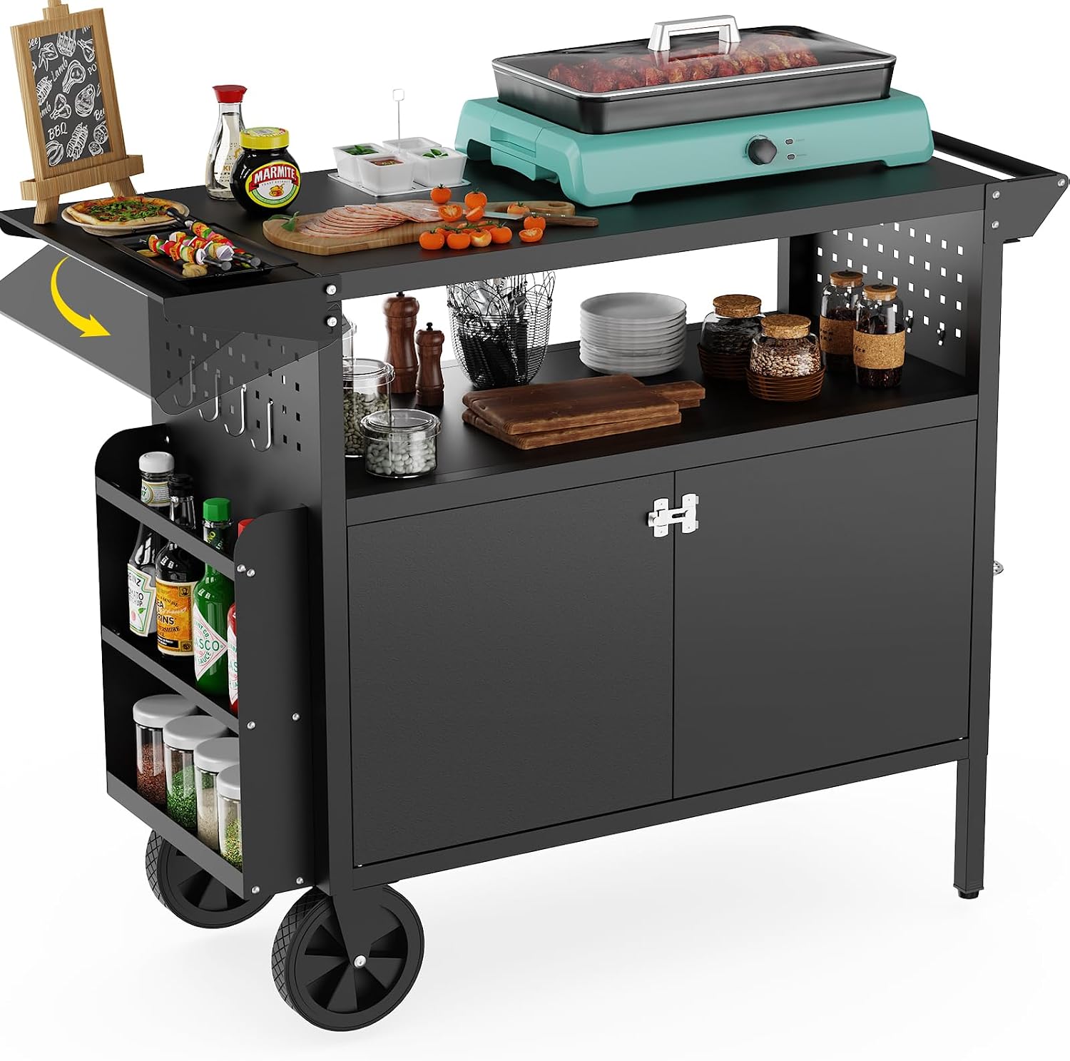Food Storage Camping - Carrito de parrilla para exteriores con