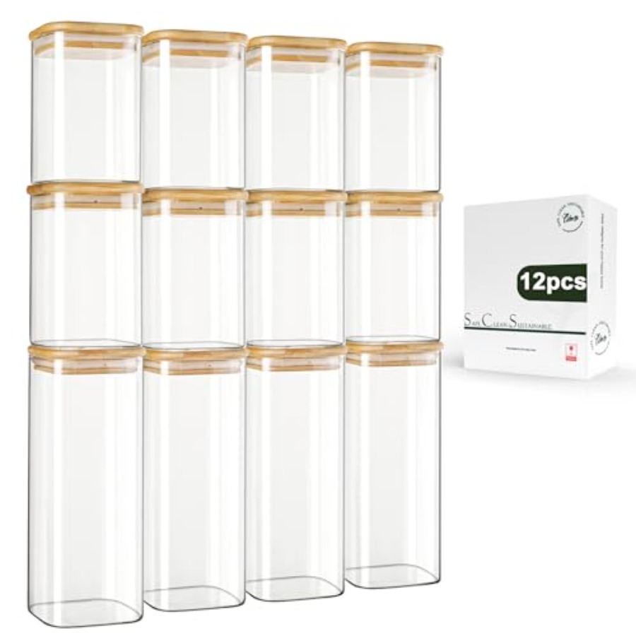 Food Storage Organization - Paquete de 12 Frascos Cuadrados de