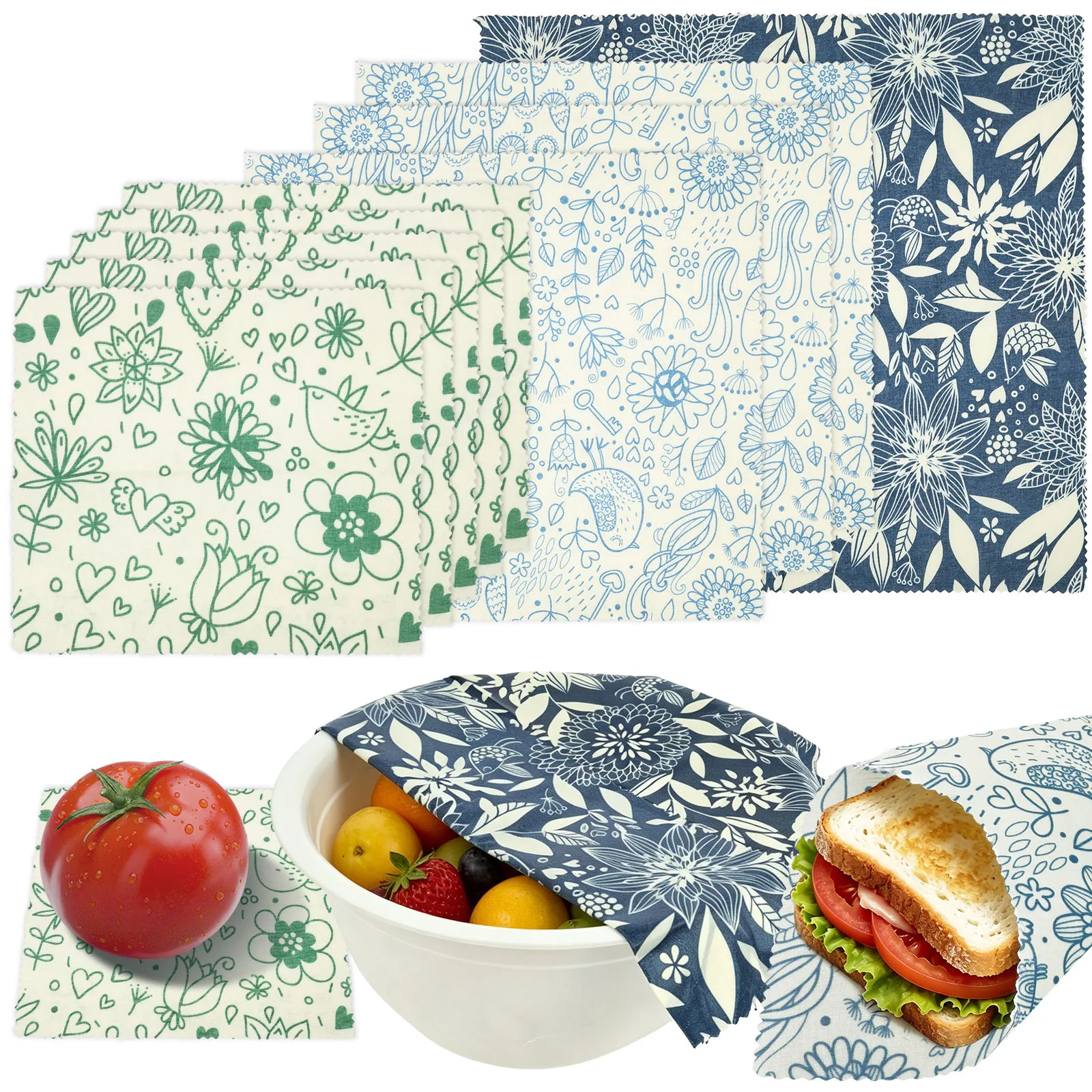 Beeswax Food Wrap - Paquete de 9 Envoltorios de Cera