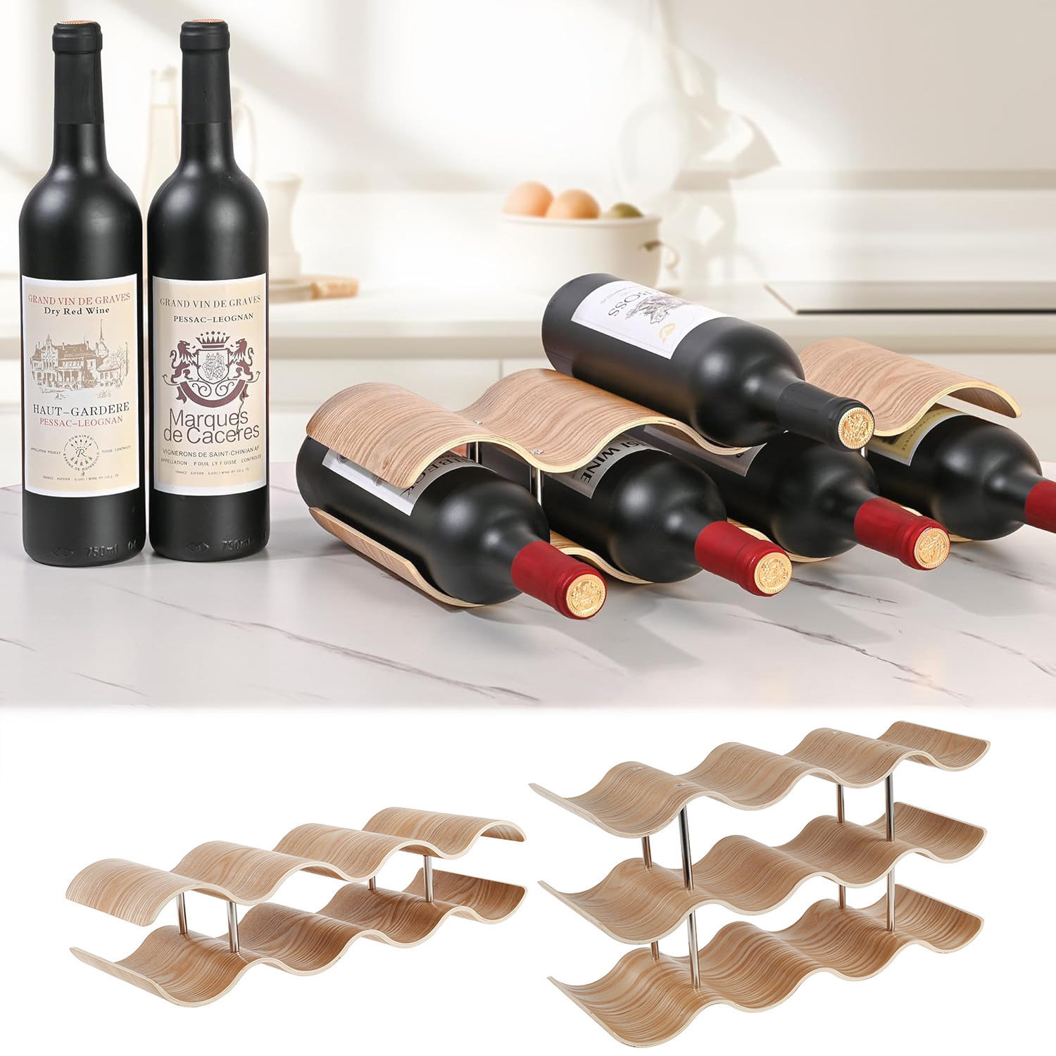 Food Storage Utensils - Estante de vino de madera de