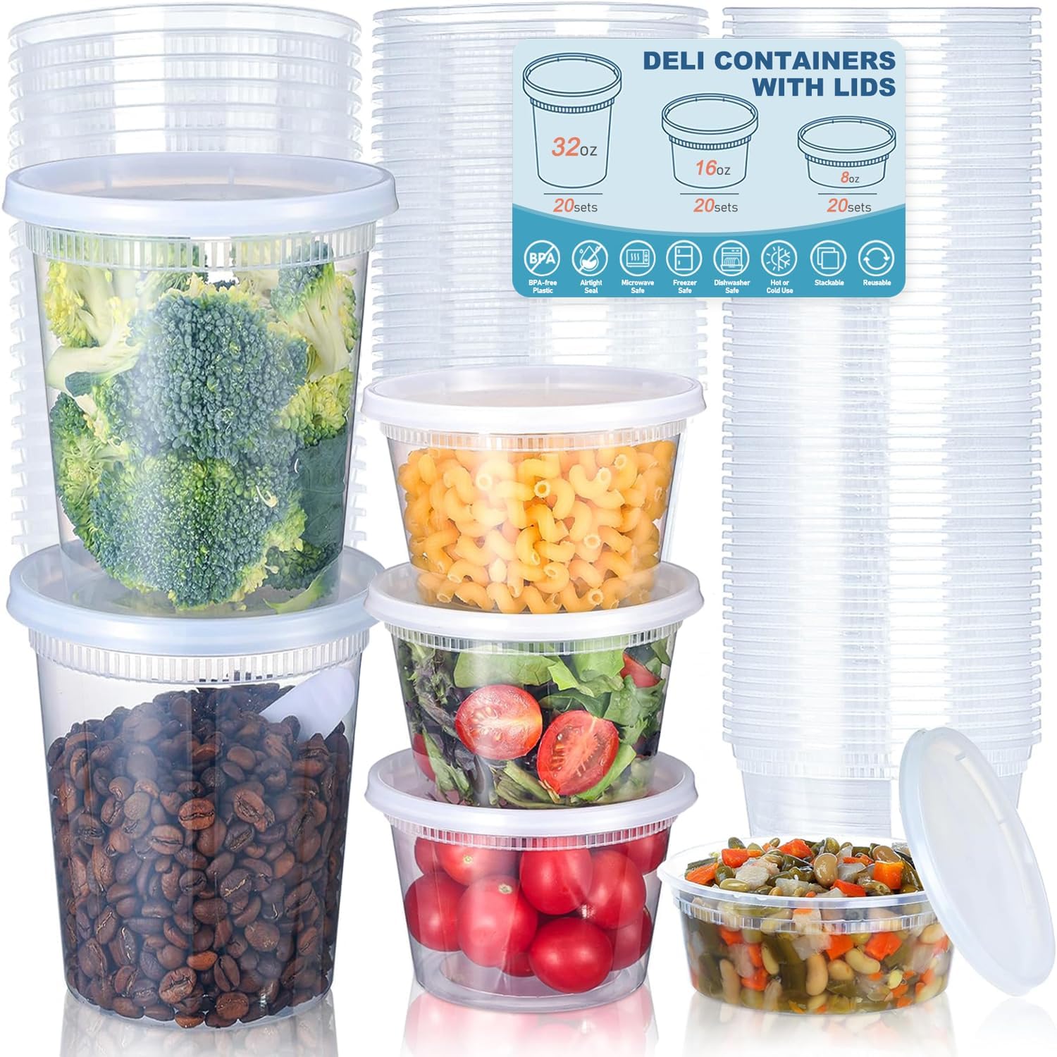 Food Storage Order - 24 Uds. Contenedores de almacenamiento de