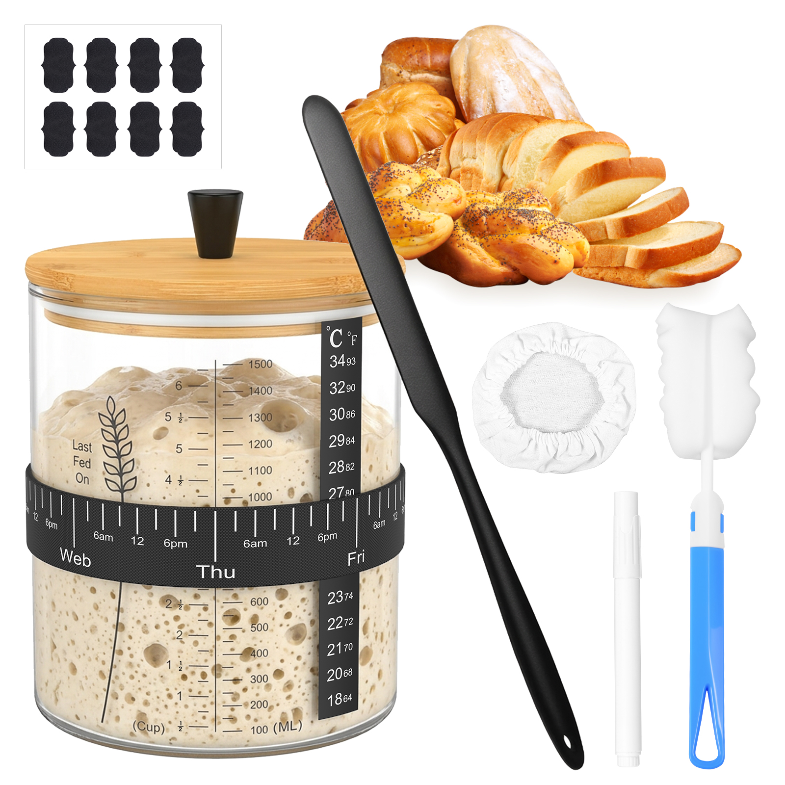Food Storage Glass Set - Juego de tarros de cristal transparente