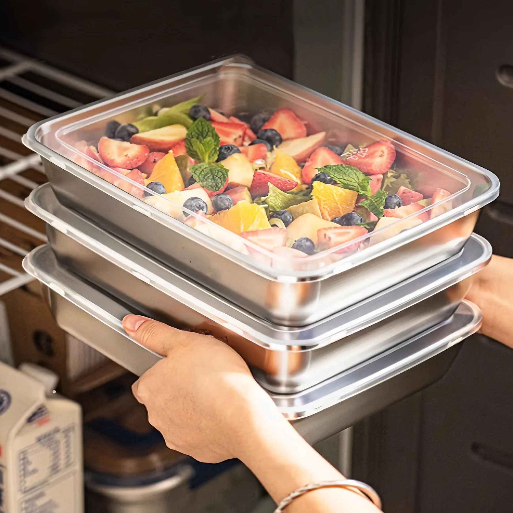 Food Storage Camping - Juego de 3 Recipientes de Acero