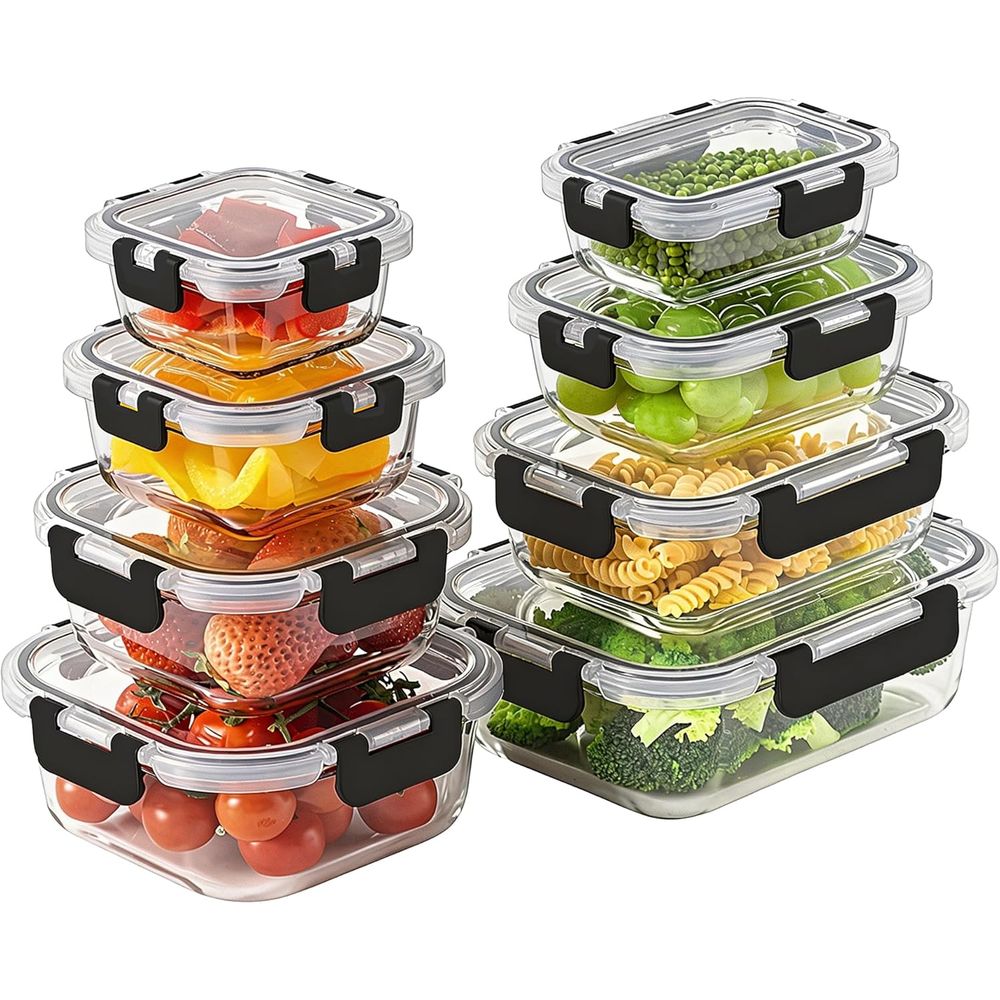 Juego de 8 Recipientes de Vidr - Food Storage Glass Set reseña y precio