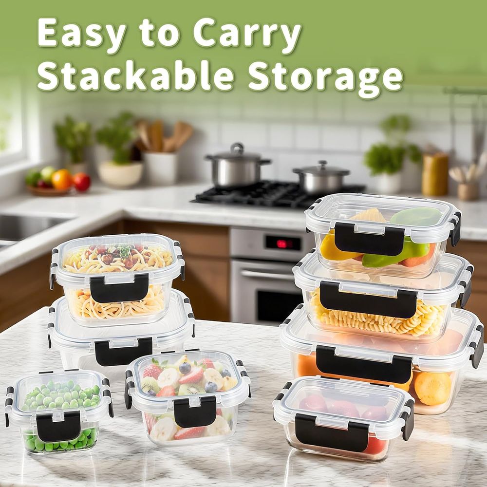 Juego de 8 Recipientes de Vidr - Food Storage Glass Set reseña y precio
