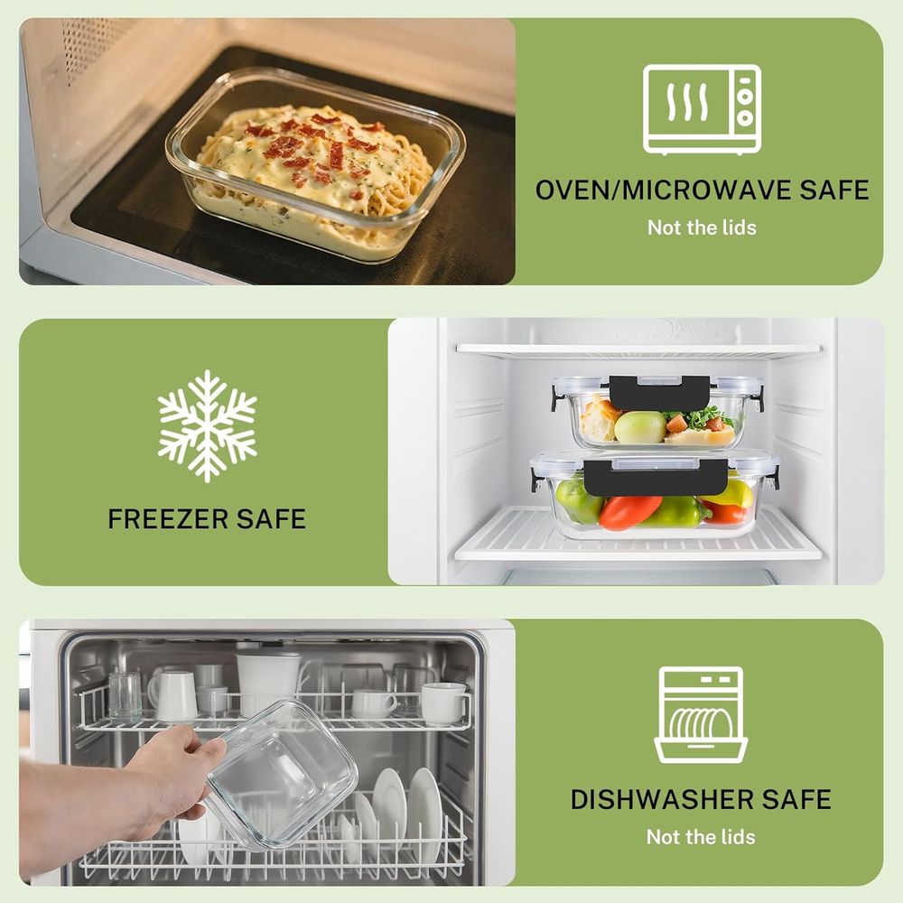 Juego de 8 Recipientes de Vidr - Food Storage Glass Set reseña y precio