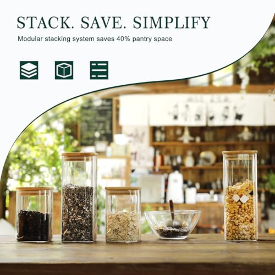 Paquete de 12 Frascos Cuadrado - Food Storage Organization reseña y precio