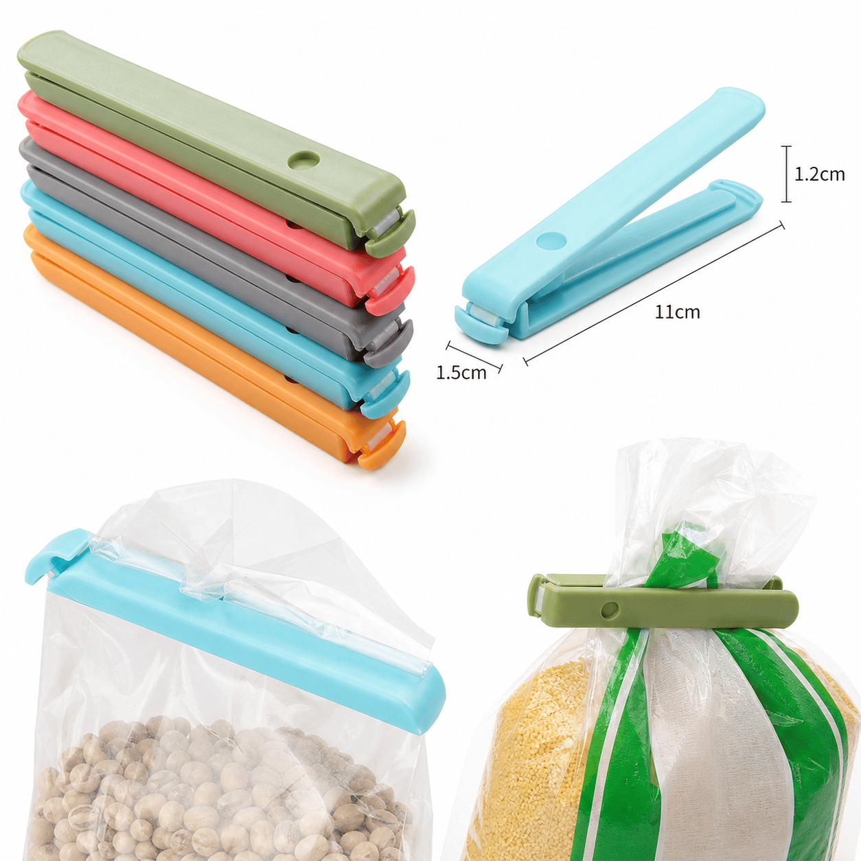 5 clips de plástico para sella - Food Storage Reusable Bags reseña y precio