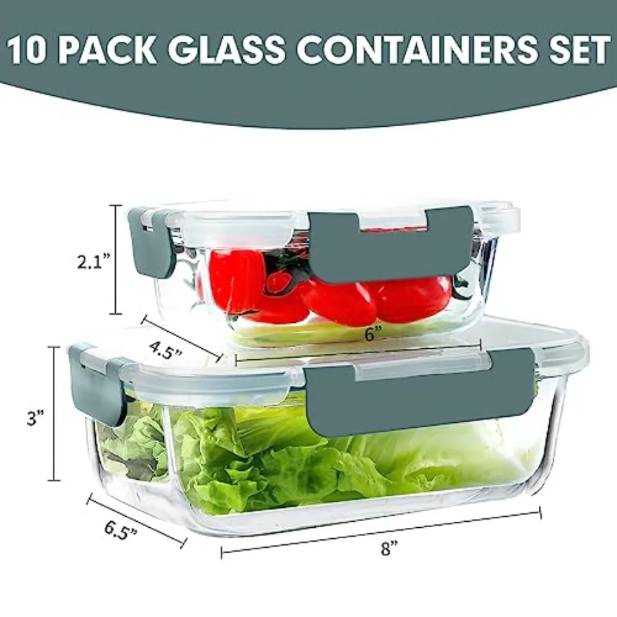 Paquete de 10 Recipientes de V - Food Storage Glass Set reseña y precio