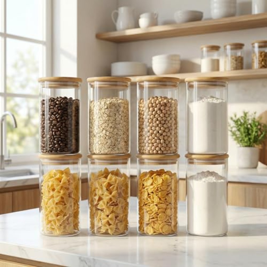 Frascos de vidrio con tapas de - Food Storage Glass Set reseña y precio