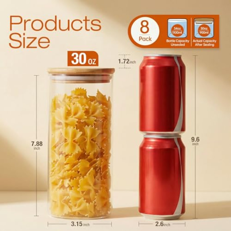 Frascos de vidrio con tapas de - Food Storage Glass Set reseña y precio