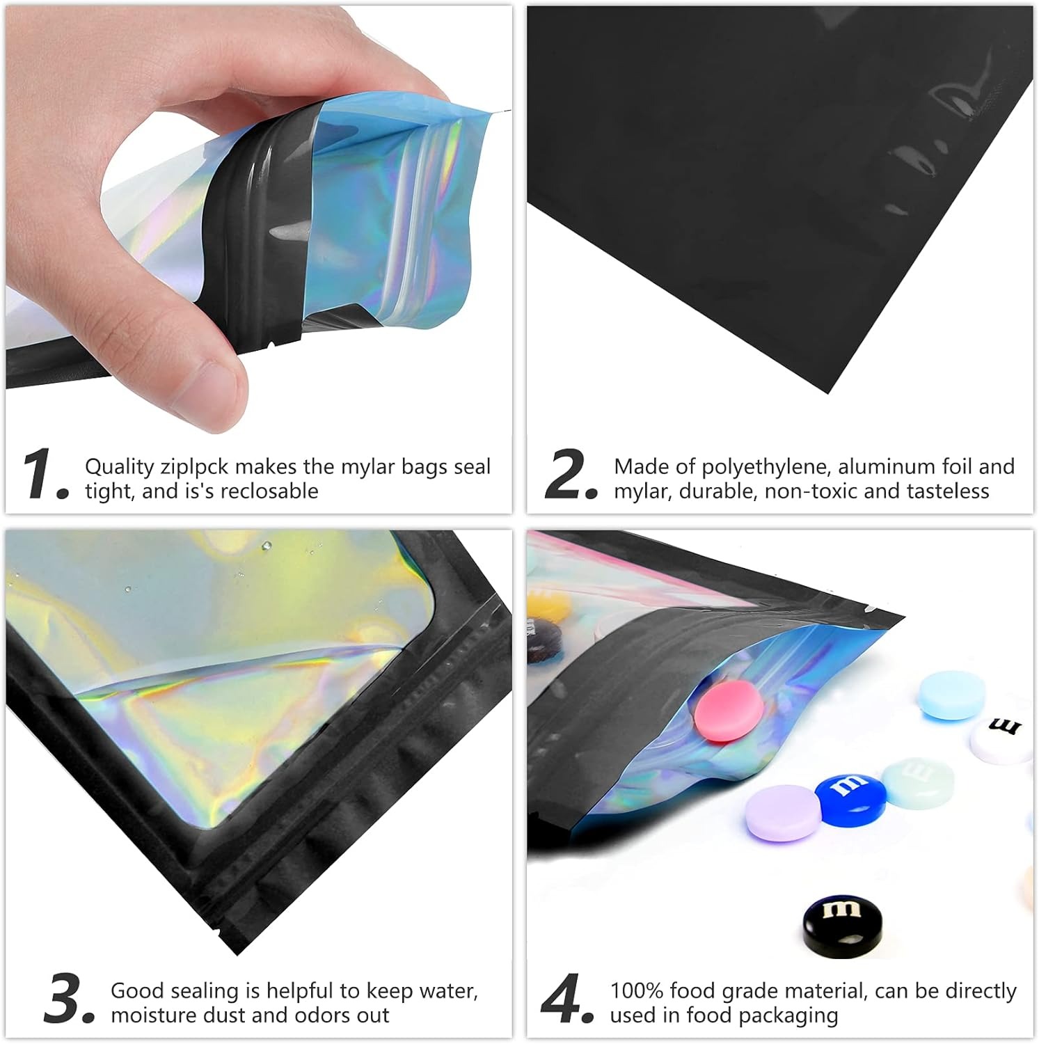 100 bolsas de Mylar con logoti - Food Storage Mylar Bags reseña y precio