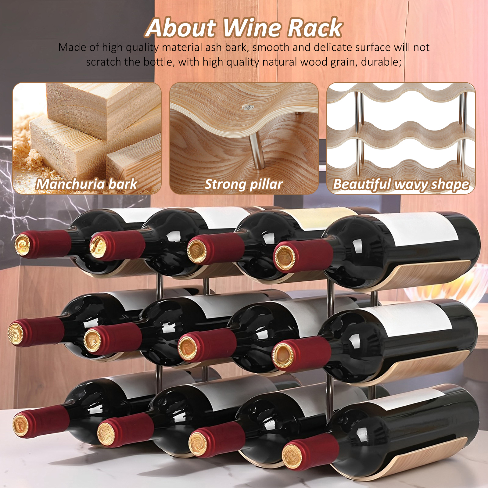 Estante de vino de madera de 2 - Food Storage Utensils reseña y precio