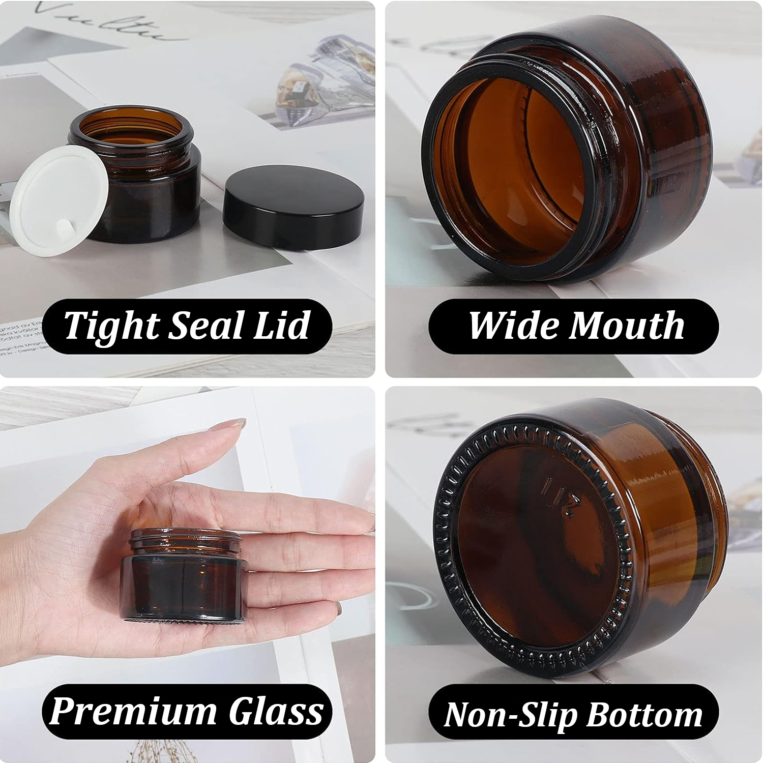 Frascos de vidrio ámbar pequeñ - Food Storage Glass Set reseña y precio