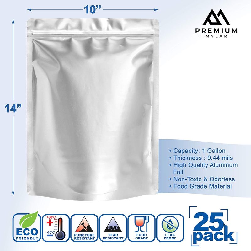 25 Bolsas de Mylar - Bolsas de - Food Storage Mylar Bags reseña y precio