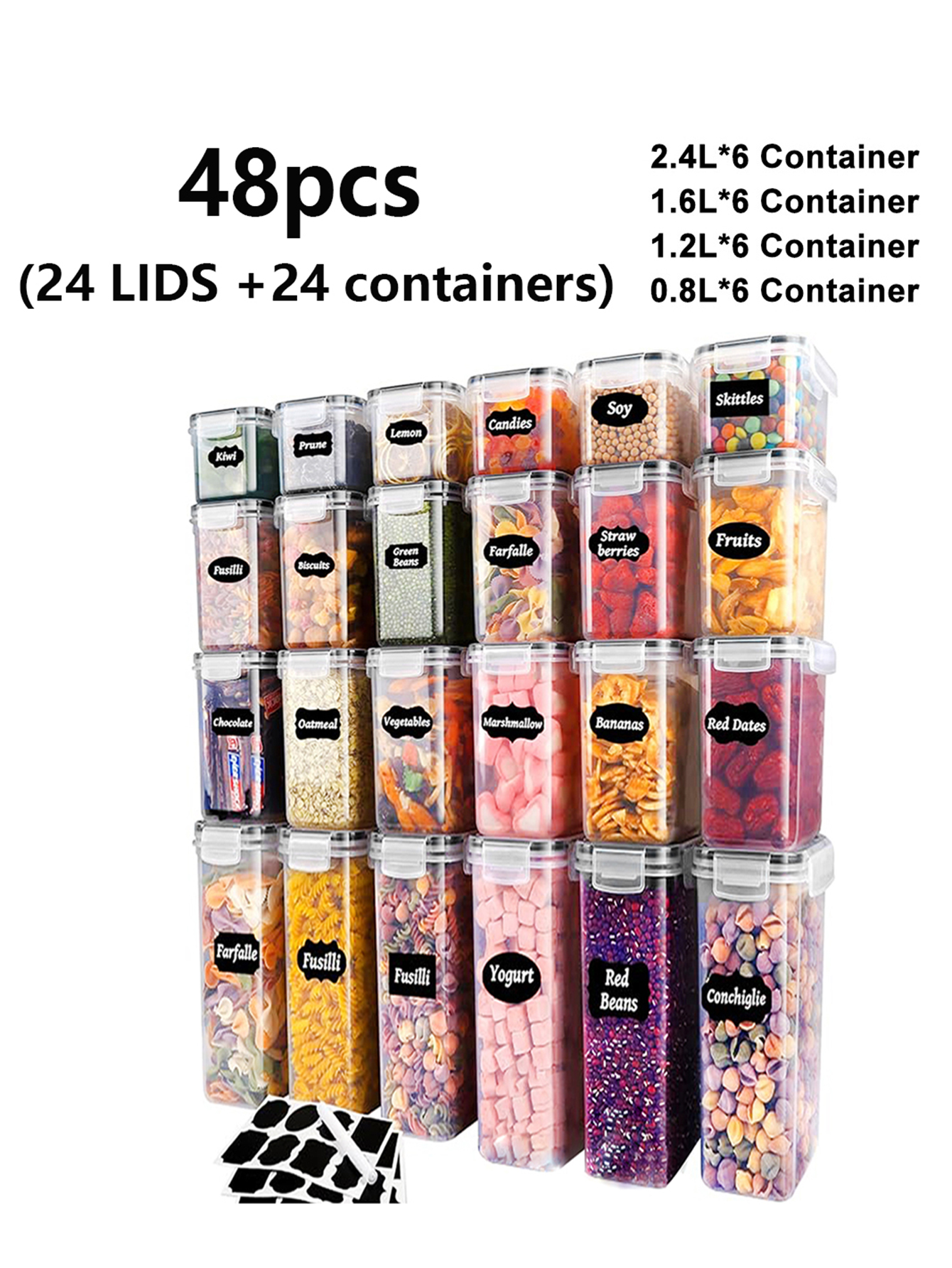 48 recipientes herméticos para - Food Storage Organization reseña y precio